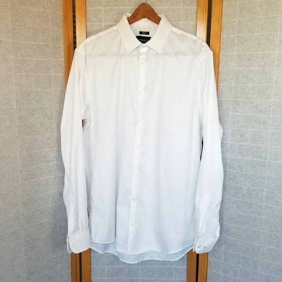 Kenneth Cole White Dress Shirt Size 17 36/37 Tall Non-Iron Slim Fit Awearness - Picture 1 of 10